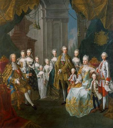 Martin van Meytens Stephan und Maria Theresia mit elf Kindern oil painting image